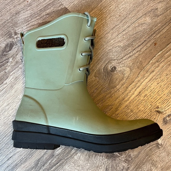 Bogs Amanda II Plush Lace Up Waterproof Boots Faux Fur Jade Green Women 10 EU 41 - Picture 4 of 12